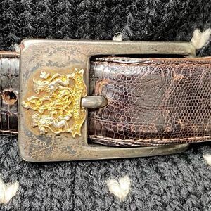 Ralph Lauren Vintage Fall 1991 Lizard Belt w/925 Sterling Silver Crest Buckle